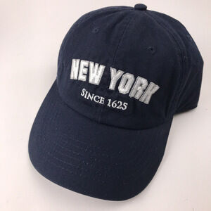 New York Since 1625 block letters on blue cotton hat NYC